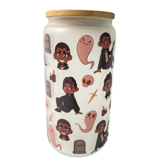 Other - CEMETERY BOYS Aiden Thomas Spooky Bookish 16oz Frosted Glass Can Tumbler Lid NEW